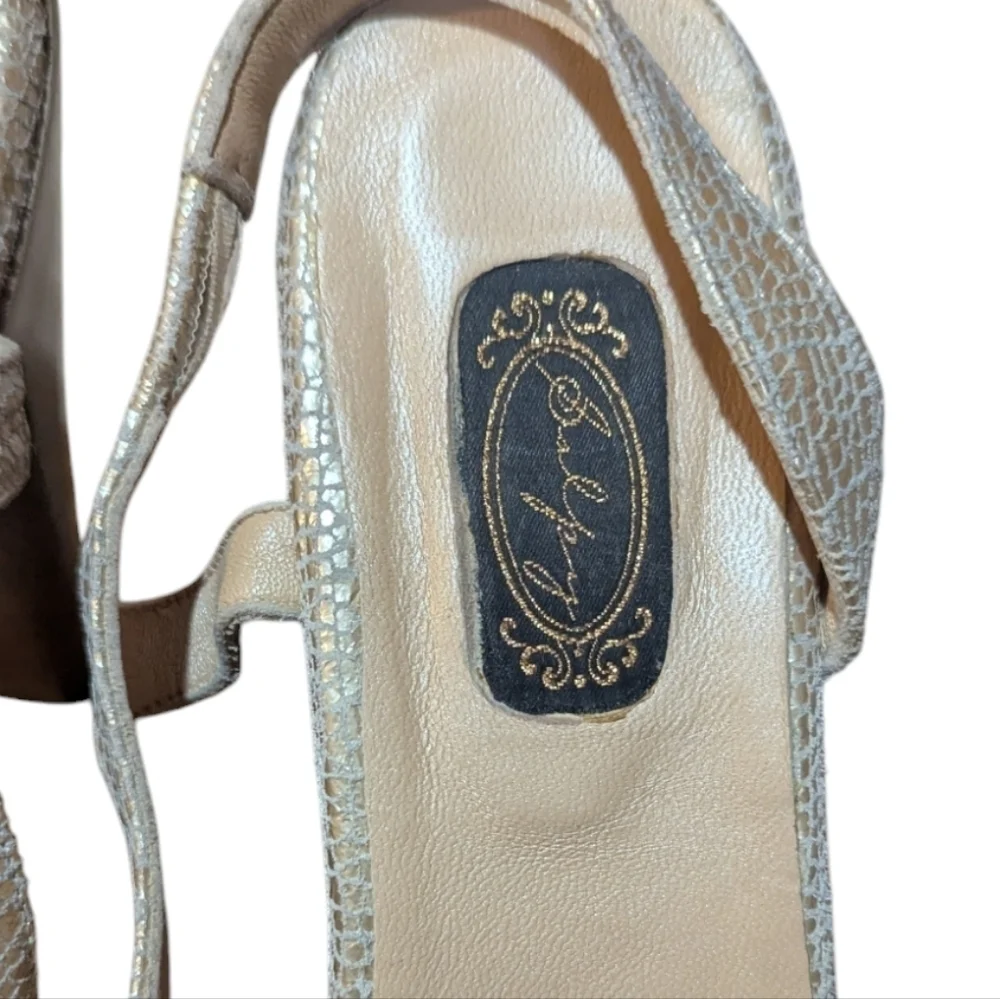 Salpy Platform Metallic Leather Sandal size 10 Made in USA